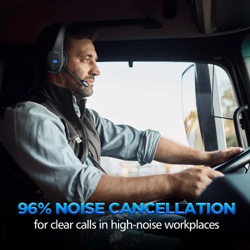 Miniatura 2 de CONAMBO JBT100 - Auriculares Bluetooth para camionero con doble micrófono con cancelación de ruido, CVC8.0, botón de silencio, auriculares