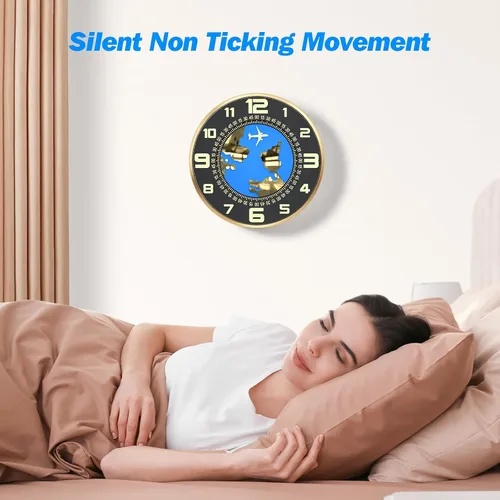Miniatura 3 de Reloj de pared decorativo, funciona con pilas (AA batería no incluida), 12 pulgadas, marco de metal, silencioso sin tictac, textura de alta gama