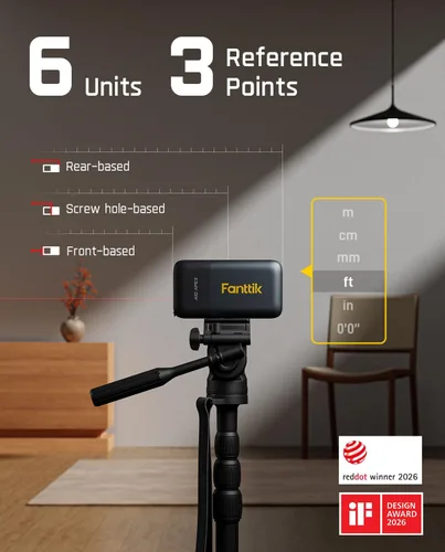 Miniatura 5 de Fanttik A10 Apex - Cinta métrica láser digital 3 en 1 con pantalla a color HD, medición láser recargable de 165 pies y láser de línea cruzada verde