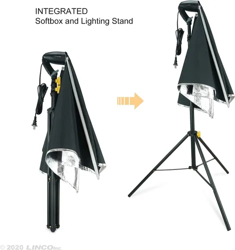 Miniatura 6 de LINCO Kit de iluminación LED Softbox de fotografía de 20 x 28 pulgadas, equipo de luz de estudio de fotografía profesional con bombilla LED de maíz