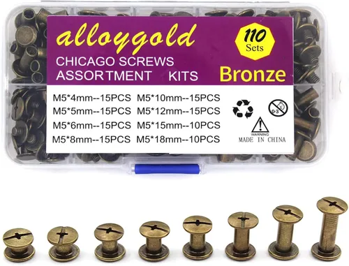 Miniatura 12 de Juego de 90 tornillos de acero inoxidable 304 Chicago de cuero, 7 tamaños de remaches para manualidades, ropa, zapatos, cinturones, bolsas