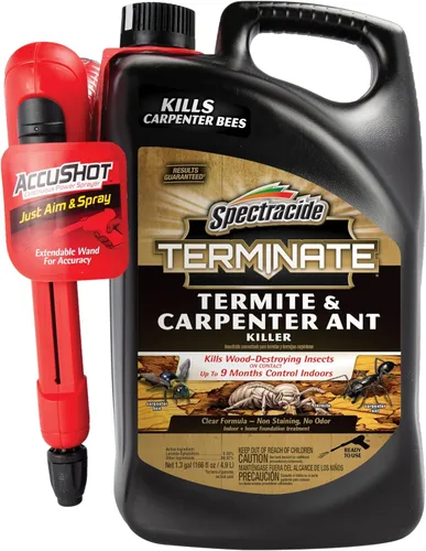 Spectracide Terminate Termitas y Carpenter Ant Killer, 1.33 galones, con pulverizador AccuShot tratamiento de barrera para interiores y hogares,