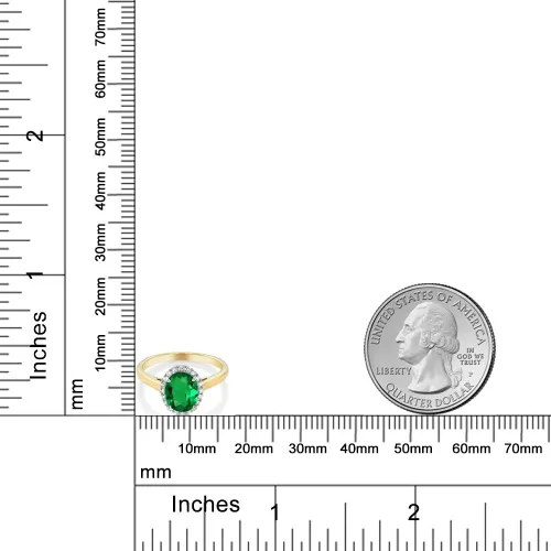 Miniatura 25 de Gem Stone King Anillo de compromiso ovalado de oro amarillo de 10 quilates con piedra natal y halo de diamantes Ovalado de 0.354 x 0.276 in