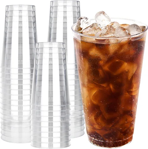 Miniatura 24 de RACETOP 9 oz 100 Pack Gold Glitter Plastic Cups, Disposable Gold Glitter Clear Plastic Cups for Parties, Gatherings, Weddings, and Festival Events