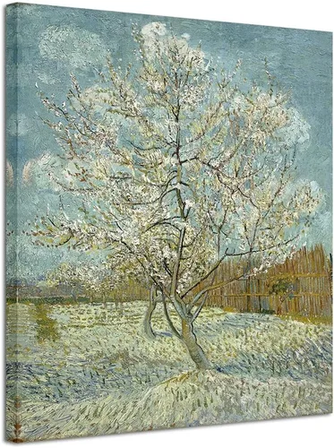Miniatura 9 de Wieco Art Lienzo con estampado de árbol de durazno rosa de Van Gogh, pinturas al óleo famosas clásicas, reproducción de pinturas al óleo modernas