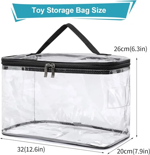 Miniatura 2 de Paquete de 4 bolsas de almacenamiento grandes transparentes para juguetes con etiqueta de nombre, funda organizadora de juguetes de PVC impermeable