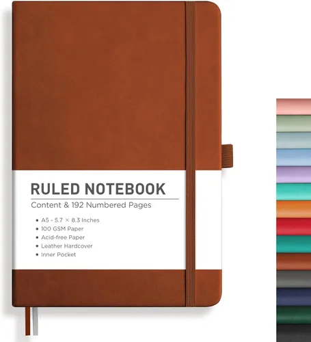 Miniatura 32 de RETTACY Cuaderno rayado, 192 páginas numeradas, tamaño A5 mediano (5.7 x 8.3 pulgadas), para hombres y mujeres, para hacer notas, escritura, trabajo
