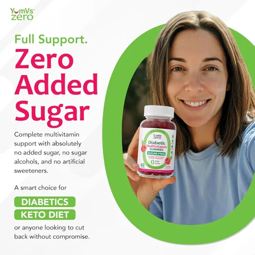 Miniatura 2 de YUM-V'S Gomitas Multivitamínicas Suplemento de Vitaminas Sin Azúcar para Mujeres y Hombres Cromo, Tiamina y Magnesio Gomitas de Sabor Natural
