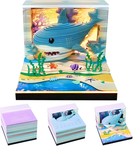 Miniatura 17 de Calendario 3D 2026, Calendario de Escritorio 2026, Bloc de Notas de Arte en Papel 3D Desmontable con Luces LED, Calendarios de Notas 3D Creativo