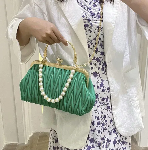 Miniatura 2 de Solyinne Bolso de mano para mujer, bolso de noche con perlas, sobre para noche, novia, boda, fiesta, club, bolsos cruzados