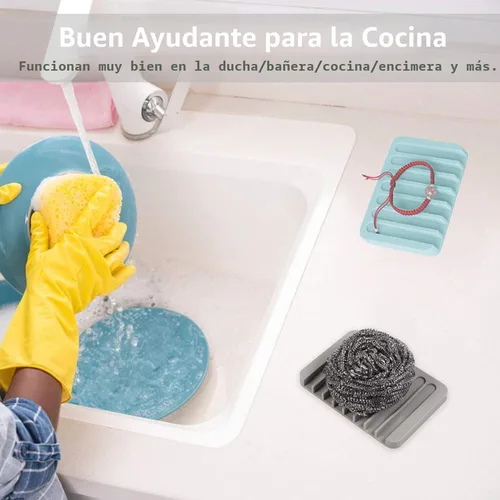 Miniatura 4 de Jaboneras autodrenantes, 3 piezas de silicona para jabón, escurridor de cascada para baño, prolonga la vida del jabón, mantiene las barras de jabón