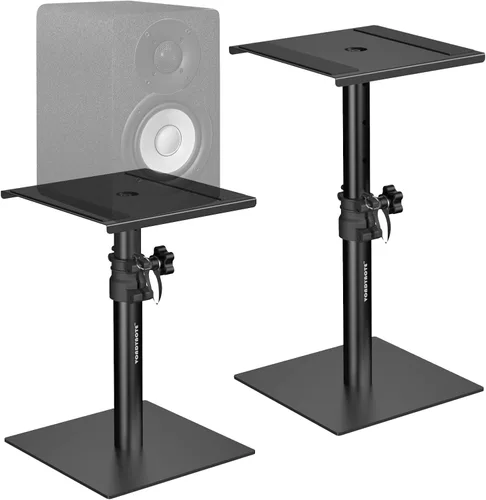 Miniatura 11 de Vondynote Juego de 2 soportes para monitor de estudio, soportes para altavoces de escritorio de altura ajustable de 12 a 18 pulgadas con abrazadera