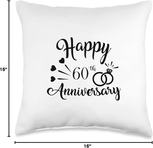Miniatura 4 de Couple 60th Anniversary Gift Co. Couples Present Cool Happy 60th Anniversary - Cojín para cojín (15.7 x 15.7 in), multicolor