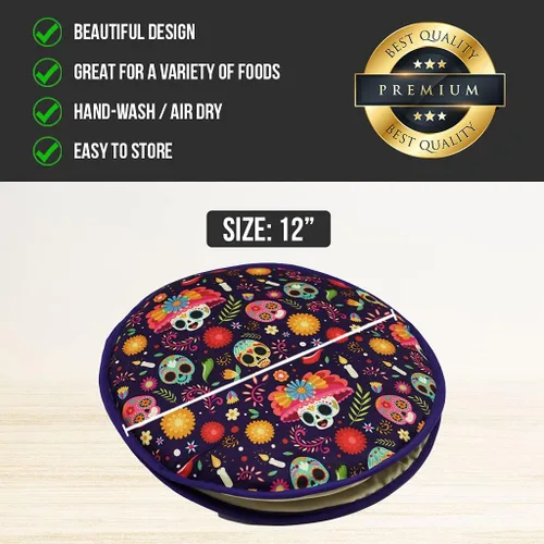 Miniatura 3 de Sophix Bolsa para calentar tortillas, tamaño grande de 12 pulgadas, este soporte de tela con aislamiento térmico mantiene las tortillas, el pan Naan