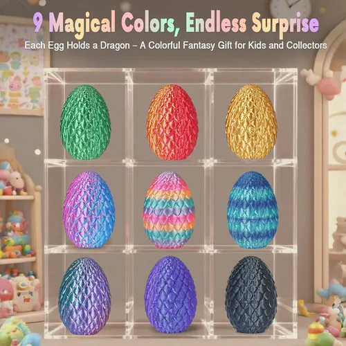 Miniatura 9 de Huevos de Dragón Pequeños con Dragón en el Interior, Regalos Divertidos Sorpresa Impresos en 3D para Niños, Juguetes Fidget de Dragón Articulados