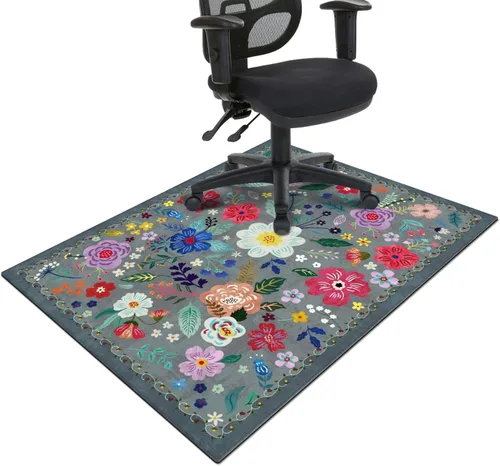 Miniatura 16 de Tapete para silla de oficina para suelo de madera dura y azulejos, tapete bohemio floral de 36"x48" para silla de computadora de oficina para sillas