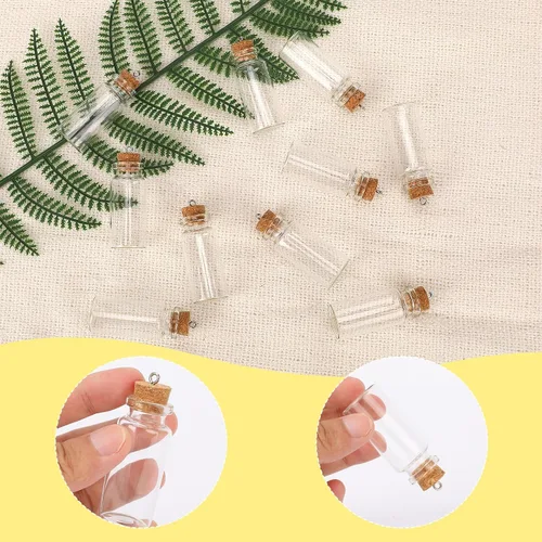 Miniatura 2 de Mozeat Lens Mini botellas de vidrio de 0.0 fl oz con tapas de corcho, tarros vacíos transparentes de 0.86 x 2 pulgadas, botella de mensaje, pequeñas