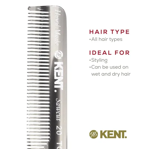 Miniatura 6 de Kent 20T - Peine de bolsillo plegable hecho a mano para hombres, peine alisador de pelo de dientes finos para el cuidado diario del cabello, barba