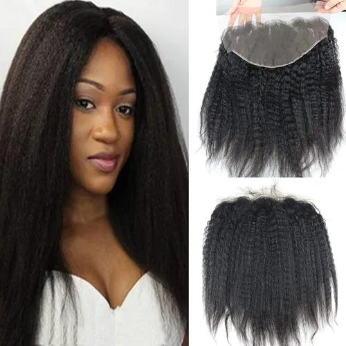 Voloria 13x6" Kinky Straight Cierres de oreja a oreja Parte libre brasileño Remy Virgen Cabello humano con pelo de bebé nudos invisibles Color