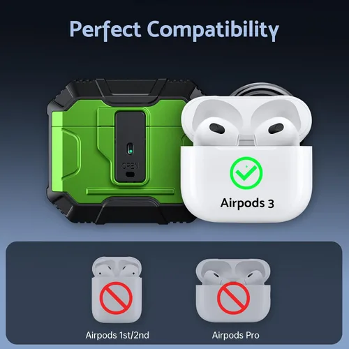 Miniatura 7 de DASFOND - Funda de armadura para AirPods de 2ª y 1ª generación, carcasa de cuerpo completo de grado militar a prueba de golpes, soporte de carga