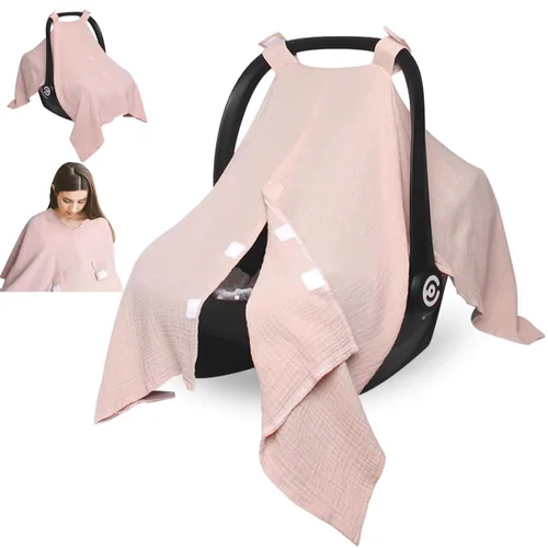 Miniatura 13 de Peekaboo - Funda de asiento de automóvil para bebé, cubierta de asiento de automóvil de muselina para bebé, unisex, grande, ajuste universal, Trigo