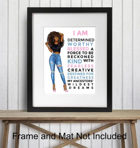 Miniatura 3 de Arte de pared negro motivacional para mujeres latinas hispanas étnicas afroamericanas, citas inspiradoras positivas, póster de decoración del hogar