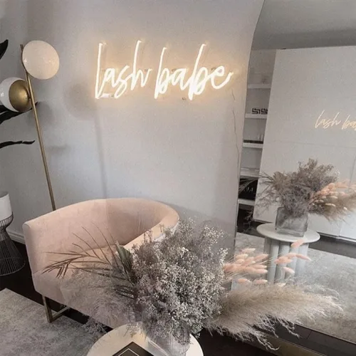 MewNeon Lash Babe - Letrero de neón para negocios, letrero de luz de pestañas para estudio de belleza, decoración de pared, pestañas hechas a mano,