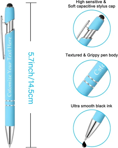 Miniatura 3 de Kingluu 24 unidades de bolígrafos personalizados con lápiz óptico, escritura suave, tinta negra, bolígrafos personalizados con su nombre, logotipo