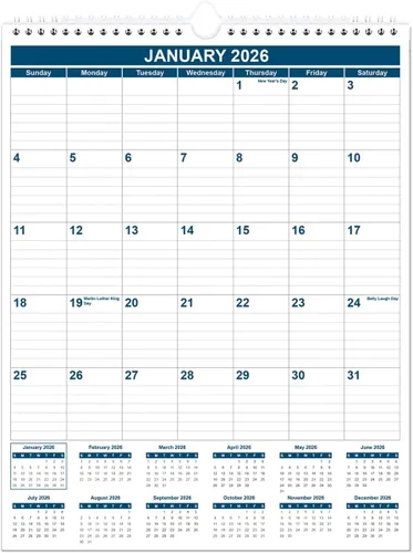Miniatura 10 de Calendario 2026-2027 – Calendario de Pared de 18 Meses de Enero 2026 - Junio 2027, Planificador de Calendario de Pared Colgante 2026 con Papel
