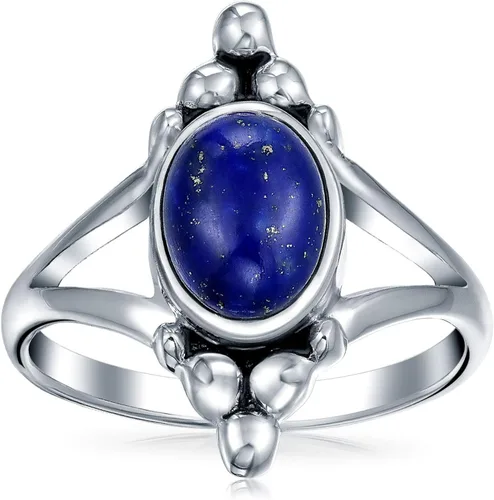 Miniatura 2 de Anillo de piedra lunar de lapislázuli estilo balinés estilo balinés ovalado para mujer plata de ley 925