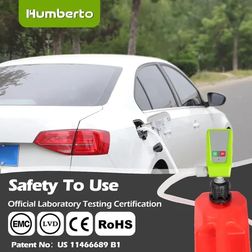 Miniatura 6 de Bomba de transferencia de combustible con parada automática, alimentada por pilas AA/CC, 2 modos de alimentación, manguera extra larga con adaptador