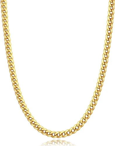 Momlovu Cadena de oro de plata para hombres y niños, cadena de eslabones cubanos chapada en oro de 18 quilates, cadena de eslabones cubanos chapada