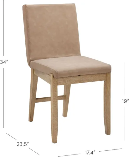 Miniatura 2 de Nathan James Gracie - Silla de comedor moderna con cojín, silla de comedor tapizada con marco de madera maciza, color marrón claro, juego de 2