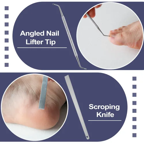 Miniatura 3 de Kit de eliminación de uñas encarnadas de 10 piezas, herramientas quirúrgicas de uñas de acero inoxidable para manicura, herramientas de pedicura