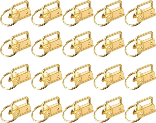 Miniatura 8 de uxcell 20 piezas de accesorios para llavero de 1.024 in/1 pulgada con llavero para correas de bolsa, pulseras, cordones, bronce oscuro