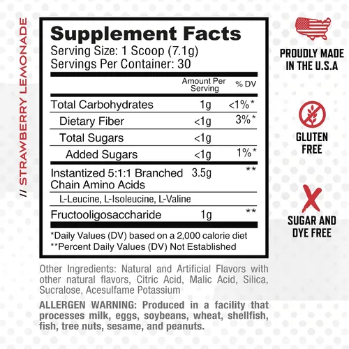 Miniatura 2 de Purus Labs Everyday Amino BCAA Powder Aminoácidos para hidratación y recuperación muscular Sin azúcar y sin gluten 30 porciones (cereza mora)
