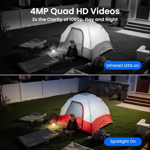 Miniatura 5 de XMARTO QHD Sistema de cámara de seguridad solar sin cables inalámbrico para exteriores/interiores, seguimiento PTZ AI, kit de vigilancia DVR WiFi 6