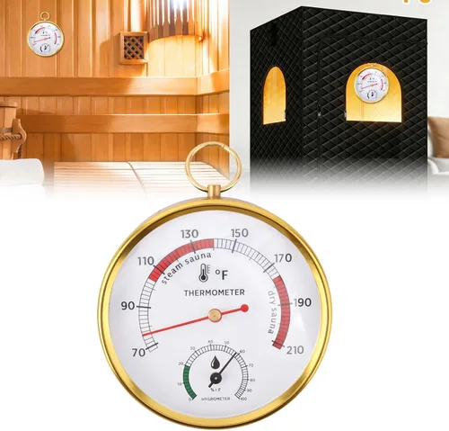 Penitue Termómetro higrómetro de sauna, montado en la pared, medidor de temperatura y humedad 2 en 1 para sauna Fahrenheit, accesorios de sala de