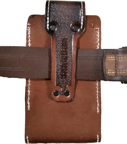 Miniatura 6 de Western autentic Tooled Leather Mexican Cell Phone Case for Belt. Men and Horse Pray Design. con cierre magnético. Tamaño universal (marrón)