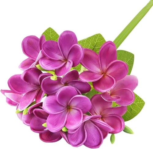 3 piezas de flores artificiales de plumeria con hojas, plumeria frangipani realistas en total 9 ramos de flores falsas y brotes para el hogar,