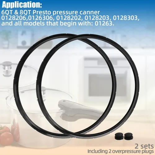 Miniatura 5 de 09924 Anillo de sellado de olla a presión de repuesto para presto Canner, compatible con modelos de presión de 6 y 8 cuartos de galón 0126306