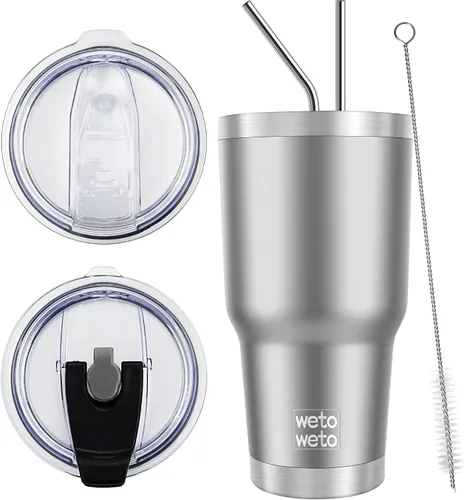 Miniatura 29 de WETOWETO - Vaso de 30oz, taza de viaje con aislamiento al vacío de acero inoxidable, taza de café y agua con recubrimiento en polvo de doble pared