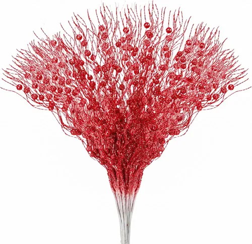 Miniatura 7 de Joyhalo Paquete de 24 púas y aerosoles para árbol de Navidad, decoraciones de relleno de árbol de Navidad, adornos de tallo de bayas con purpurina