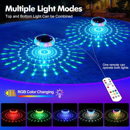 Miniatura 2 de Askyli Luces Flotantes de Piscina, Luces Solares para Piscina con Impermeable IP68 Que Flotan, Luz Solar Flotante para Piscina con Cambio