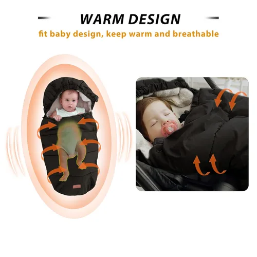 Miniatura 6 de LAT - Saco de dormir para bebé, cálido, universal, saco de dormir para cochecito para clima frío, saco impermeable para niños pequeños
