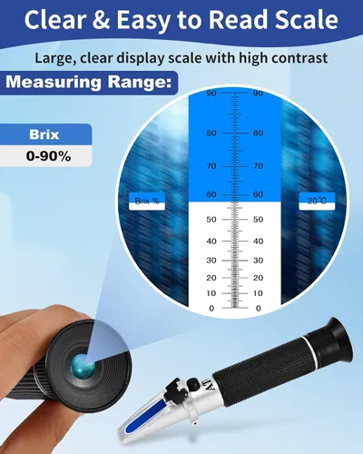 Miniatura 4 de Refractómetro Brix 0-90%, Medidor Refractómetro Brix con ATC, Refractómetro Preciso Azúcar Jarabe de Arce, Refractómetro Brix para Medir