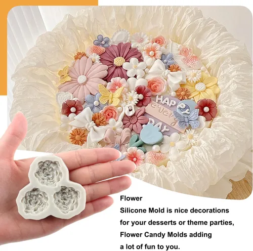 Miniatura 3 de Sijiangmold Frangipani - Molde de silicona para flores de plumeria, molde de flores de peonía, molde de flores de pensamiento para decoración