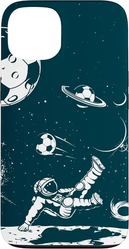 Miniatura 7 de Funda para iPhone 16 para teléfono de fútbol, amante del fútbol, jugador de fútbol espacial, funda de astronauta