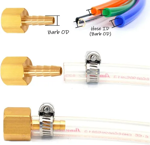Miniatura 3 de Uenede 6 accesorios de púas de manguera de latón de 1/2 pulgada NPT hembra a 1/2 pulgadas, conector adaptador de púas incluye 6 abrazaderas de acero