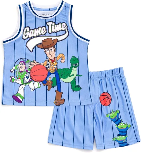 Conjunto de playera y pantalones cortos de baloncesto para niños de Disney – Atuendo deportivo para niños pequeños y grandes (2T-10/12)